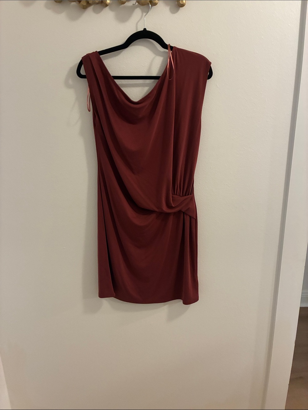 Gentle Fawn One-Shoulder Draped Dress in Rust